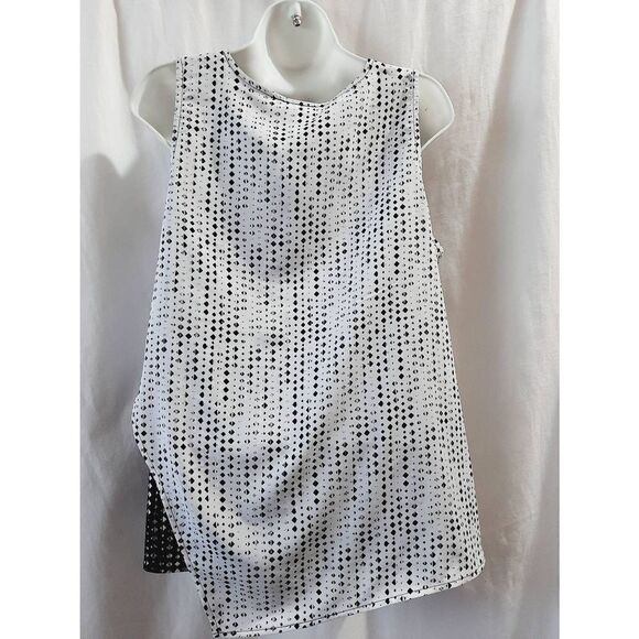 Worthington sleeveless black white sz petite large two tone blouse - Picture 3 of 5